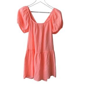 Honorine Elodie Short Dress Cotton Gauze‎ Neon Cantaloupe Coral XS NWT